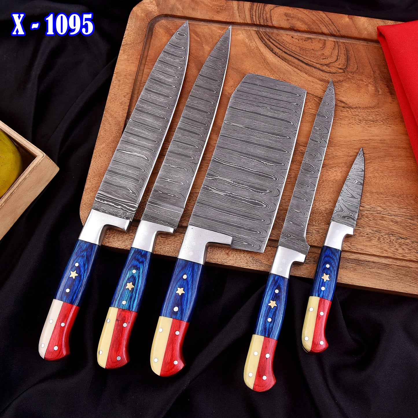 Handmade Damascus Chef Knife Set 5 Pieces Forged Kitchen Knife Set