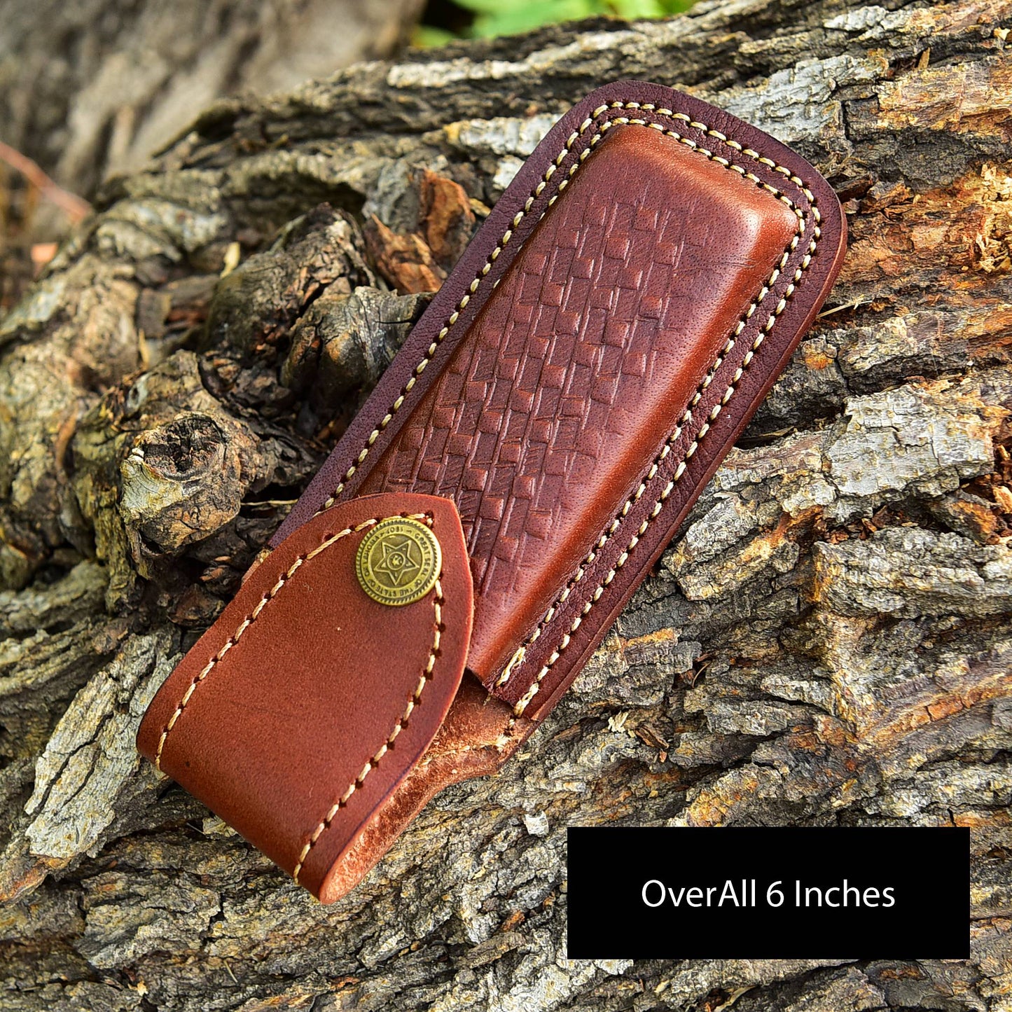 Custom Hand Stitched Top Grain Leather Folding Knife Engraved Sheath