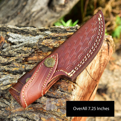 Custom Hand Forged Genuine Leather Fixed Blade Knife Engraved Sheath