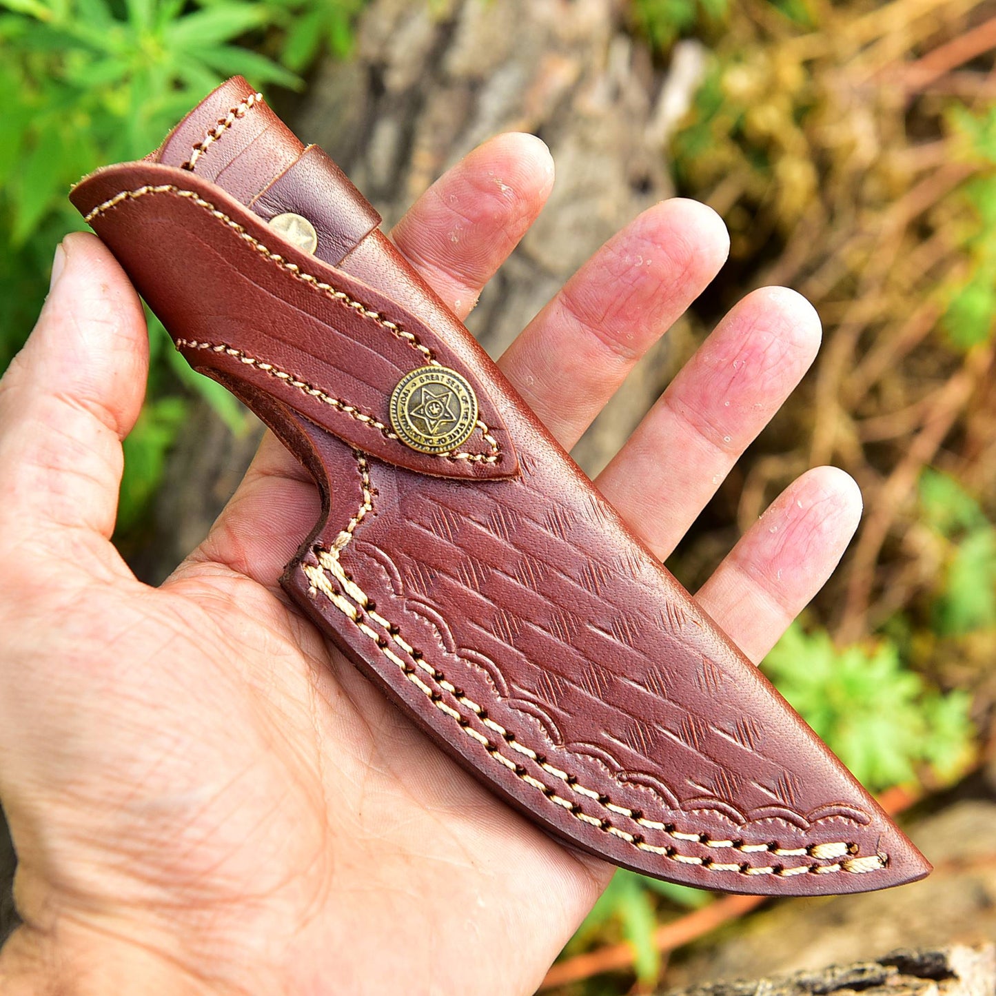 Custom Hand Forged Genuine Leather Fixed Blade Knife Engraved Sheath