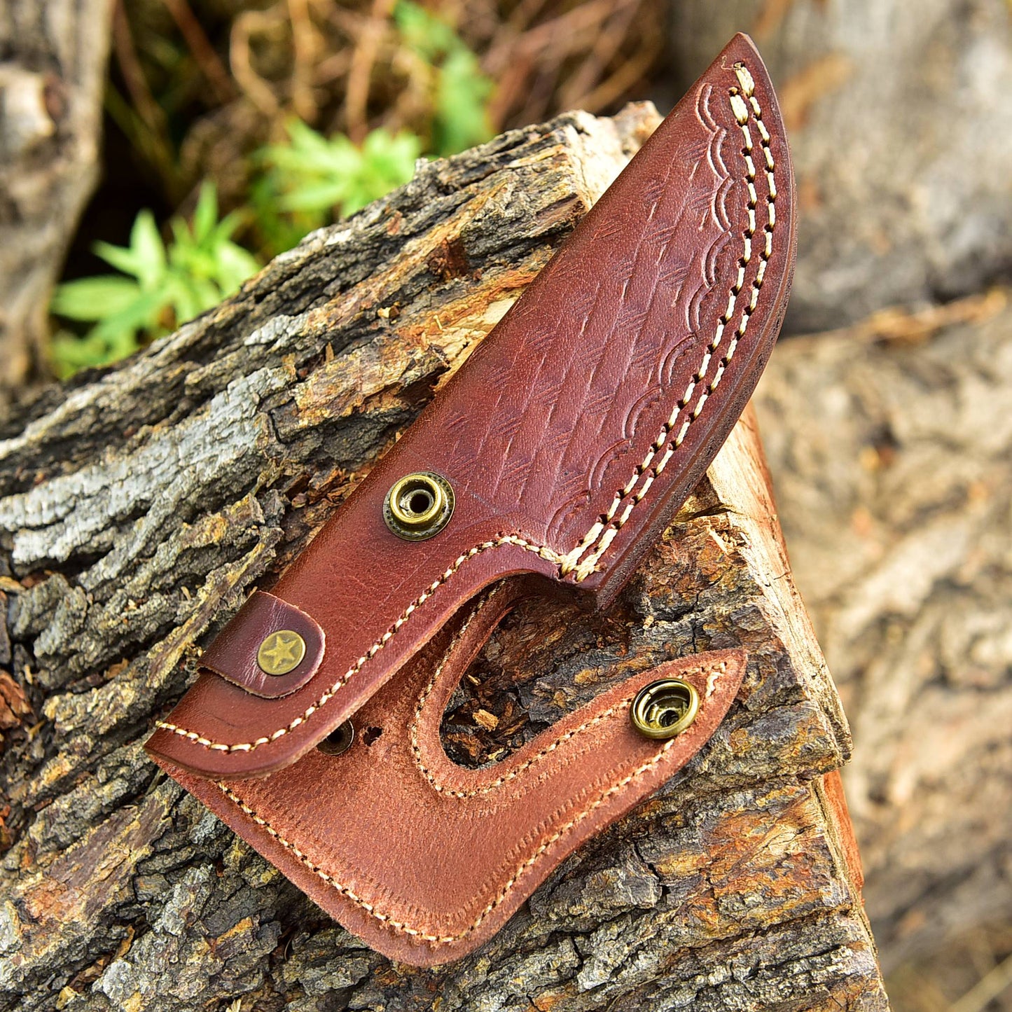 Custom Hand Forged Genuine Leather Fixed Blade Knife Engraved Sheath