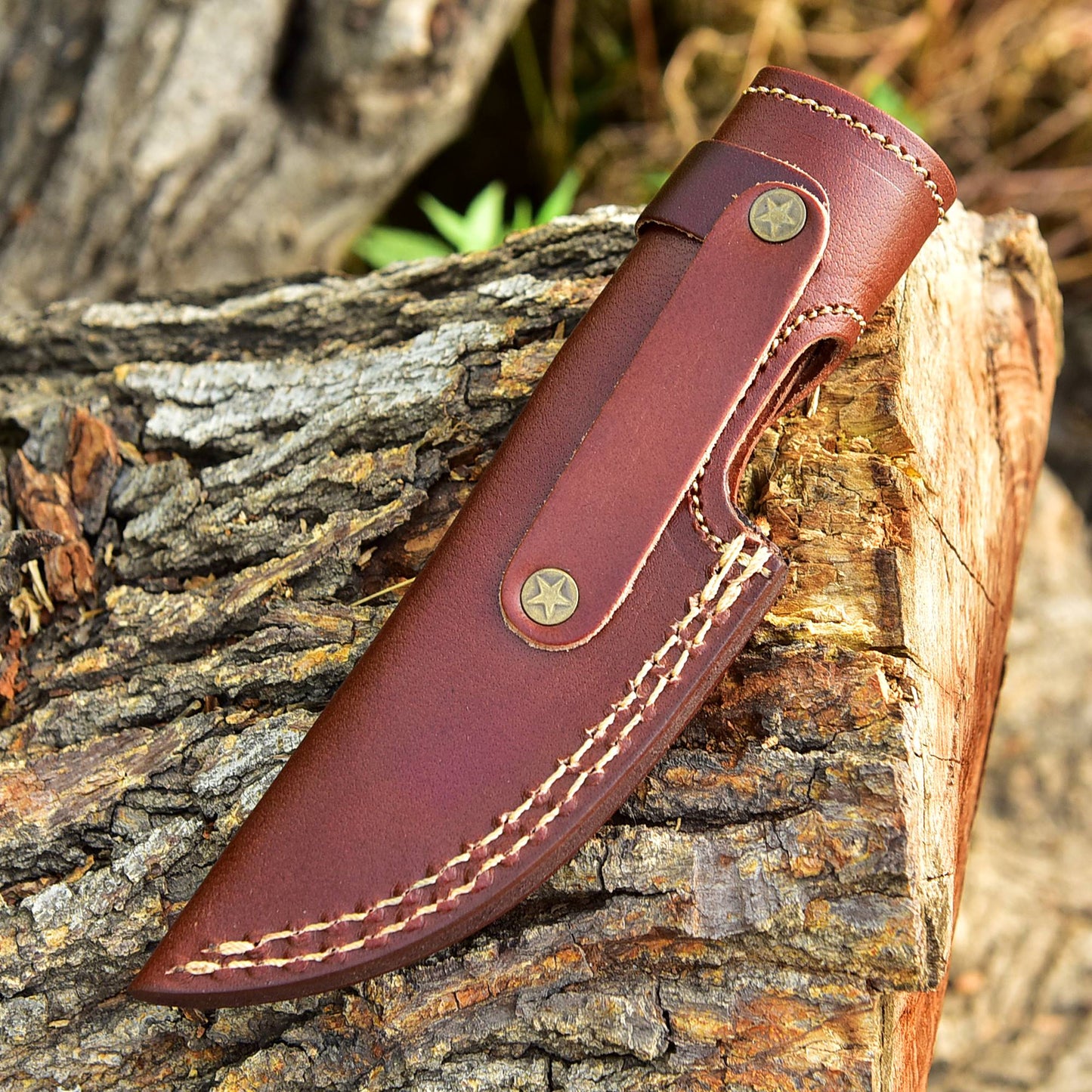 Custom Hand Forged Genuine Leather Fixed Blade Knife Engraved Sheath