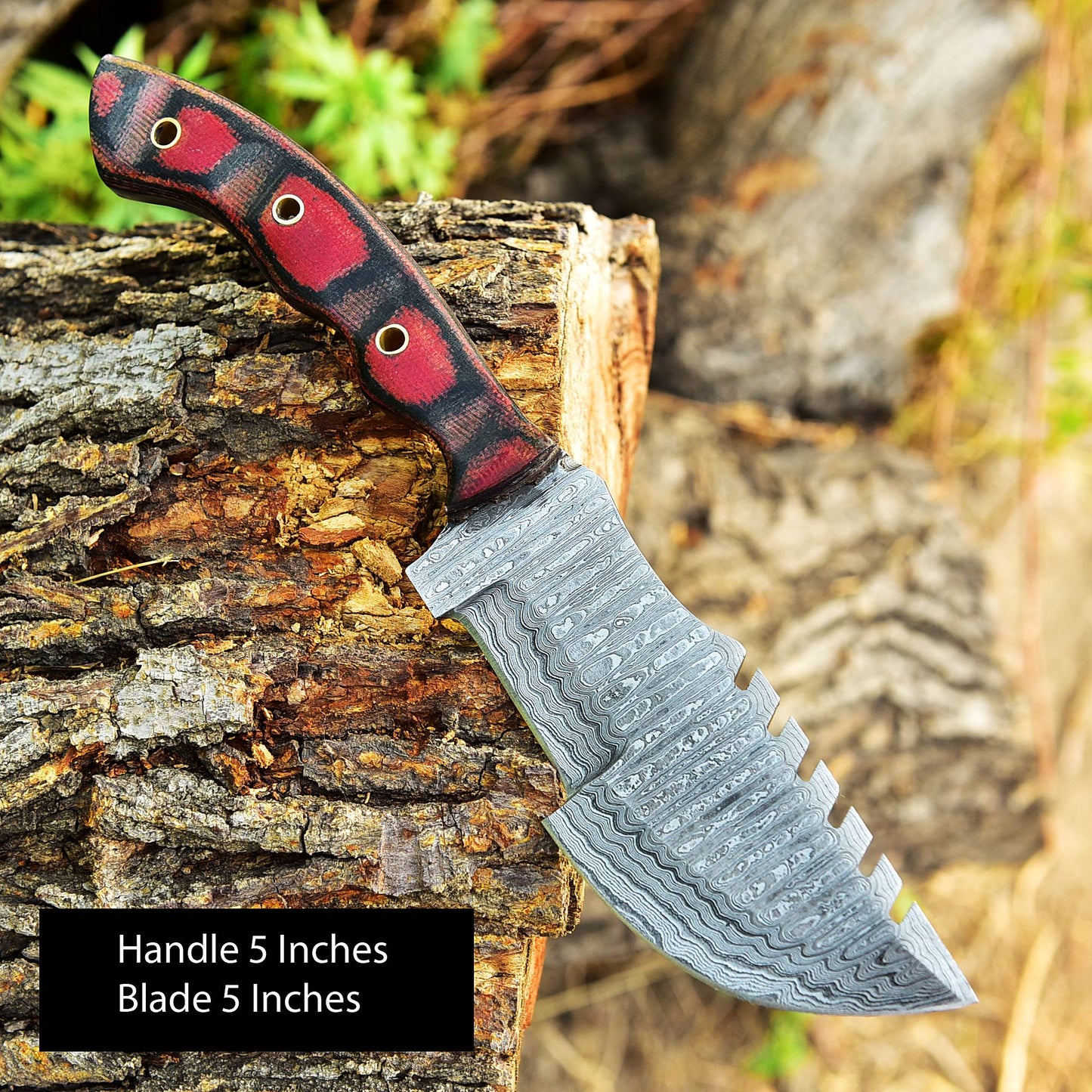 Custom Hand Forged Damascus Steel Outdoor Hunting Tracker Knife Micarta Handle