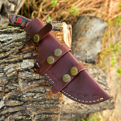 Custom Hand Forged Damascus Steel Outdoor Hunting Tracker Knife Micarta Handle