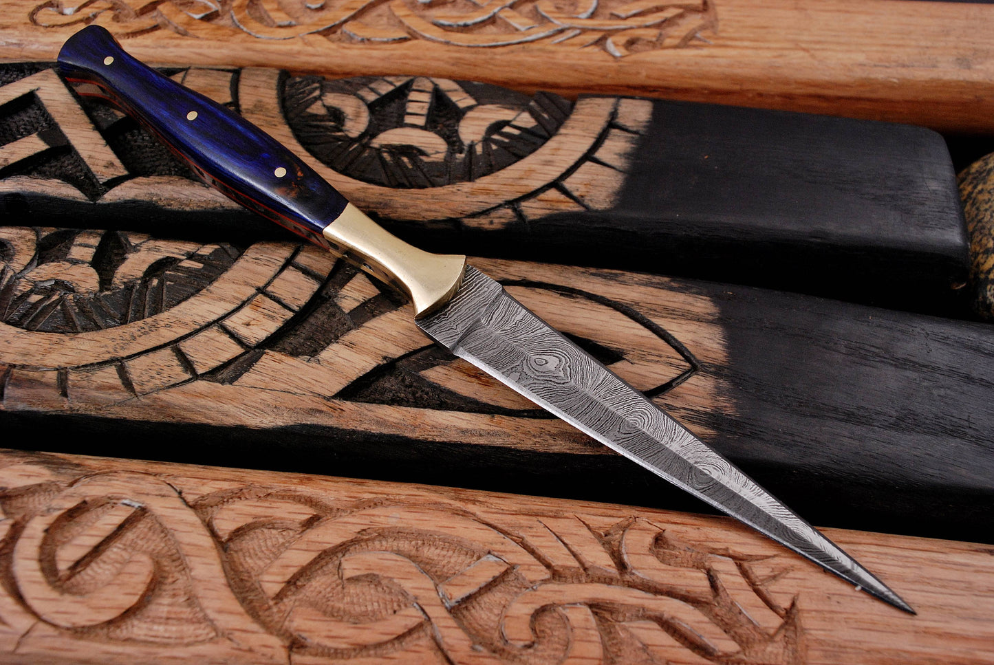 Custom Handmade Damascus Steel Dagger Knife " Full Tang Slim Toothpick Knives