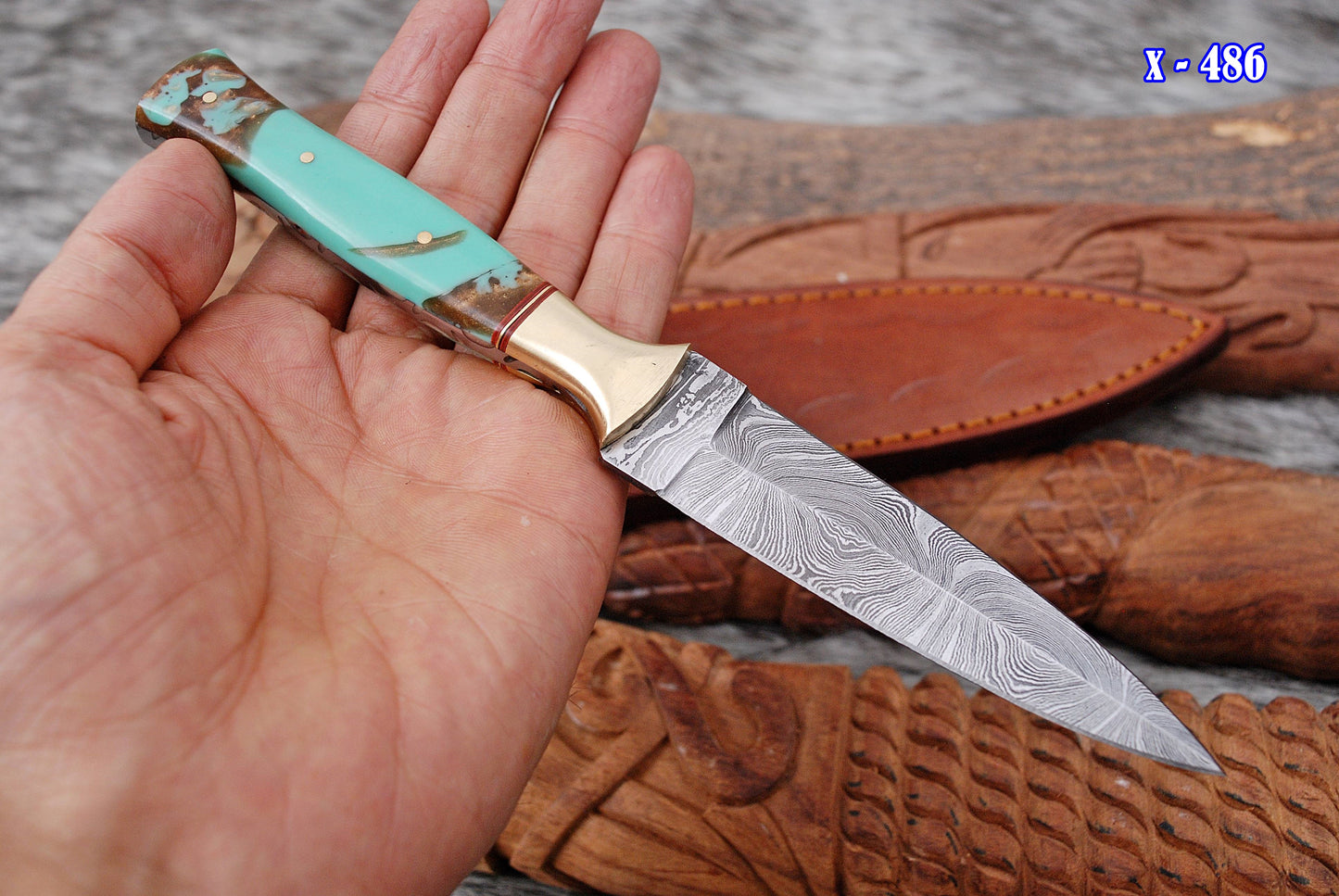 Custom Hand Forged Damascus Steel Double Edge Blade Dagger With Sheath