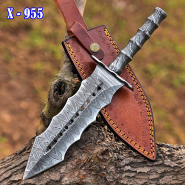 Custom Handmade Damascus Steel Double Edge Dagger Knife Damascus Handle