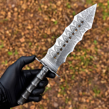 Custom Handmade Damascus Steel Double Edge Dagger Knife Damascus Handle