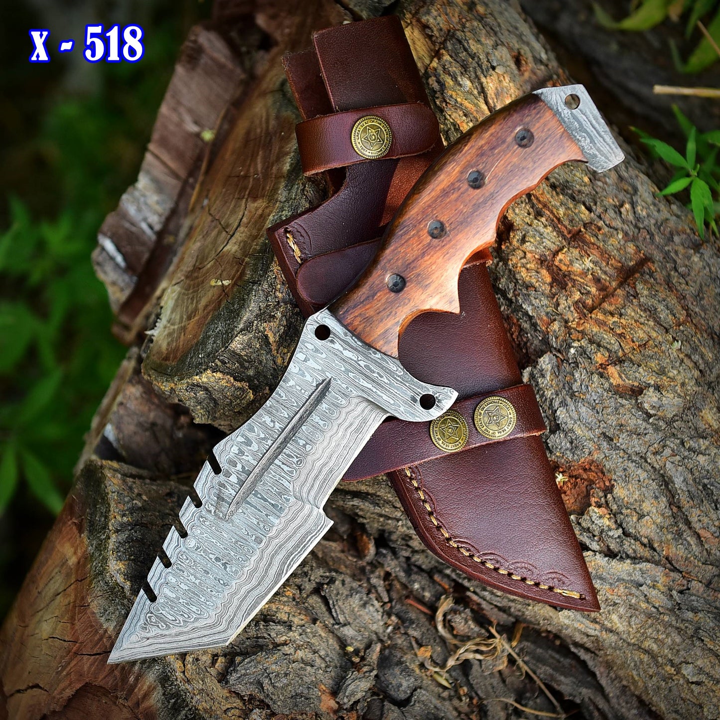 Heavy Duty Handmade Damascus Steel Tracker Bushcraft Camping Knife
