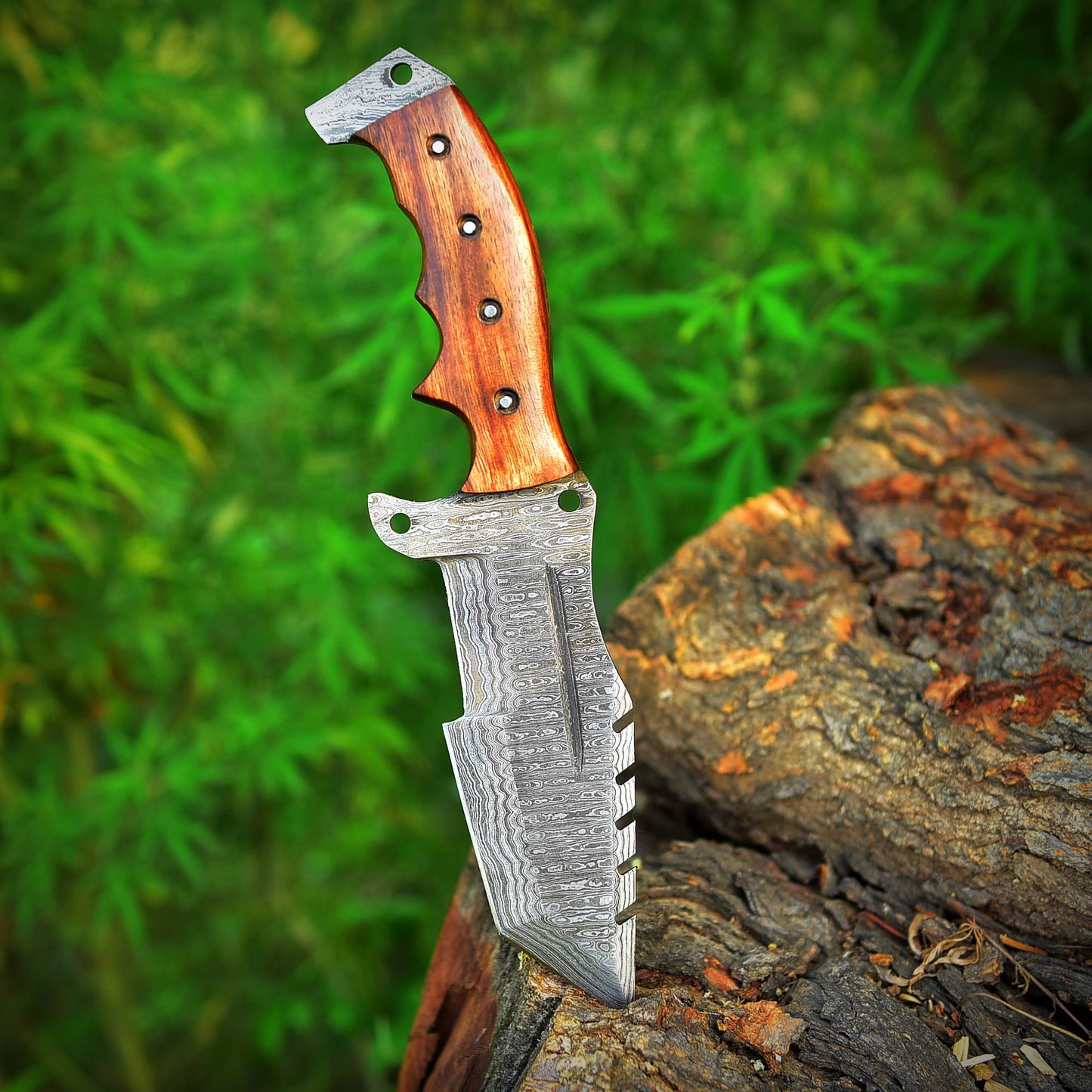 Heavy Duty Handmade Damascus Steel Tracker Bushcraft Camping Knife