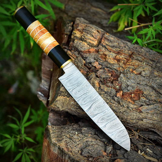 Handmade Damascus Steel Chef Knife Kitchen Knife Wood Resin Handle