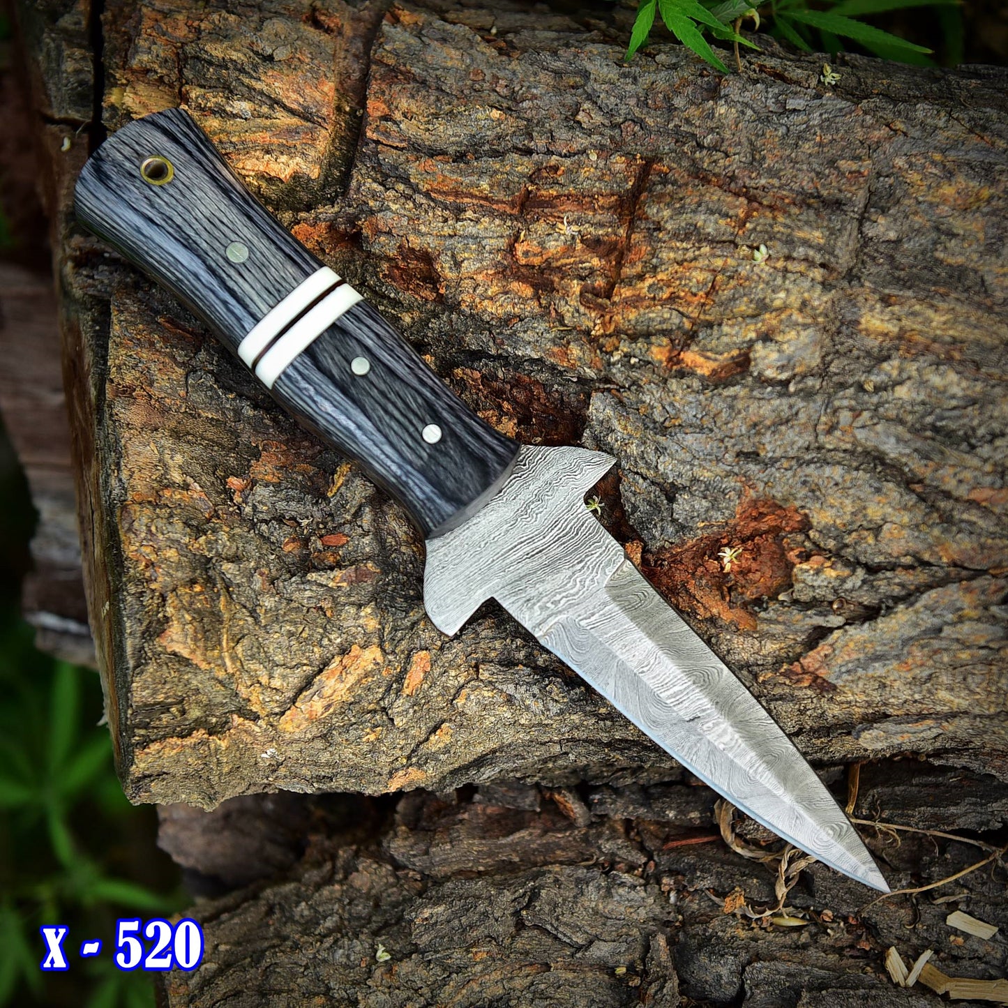 Custom Handmade Damascus Steel Dagger Knife Wood Handle With Sheath