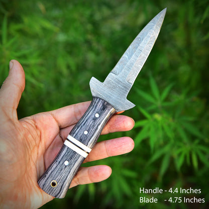 Custom Handmade Damascus Steel Dagger Knife Wood Handle With Sheath