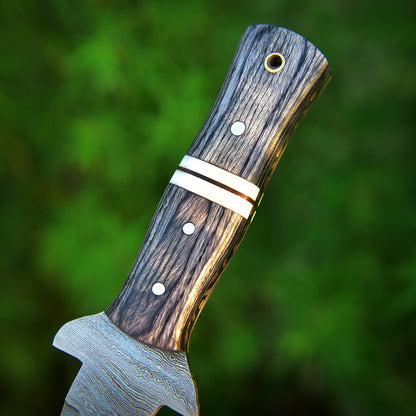 Custom Handmade Damascus Steel Dagger Knife Wood Handle With Sheath