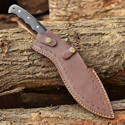Handmade Damascus Steel Blade Outdoor Adventure Hunting Kukri Knife