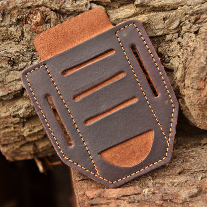 Custom Handmade Full Grain Leather Outdoor Folding Knife Sheath