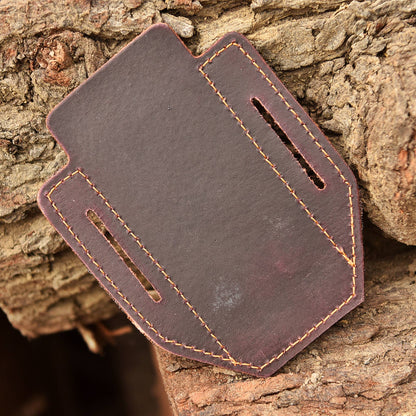 Custom Handmade Full Grain Leather Outdoor Folding Knife Sheath
