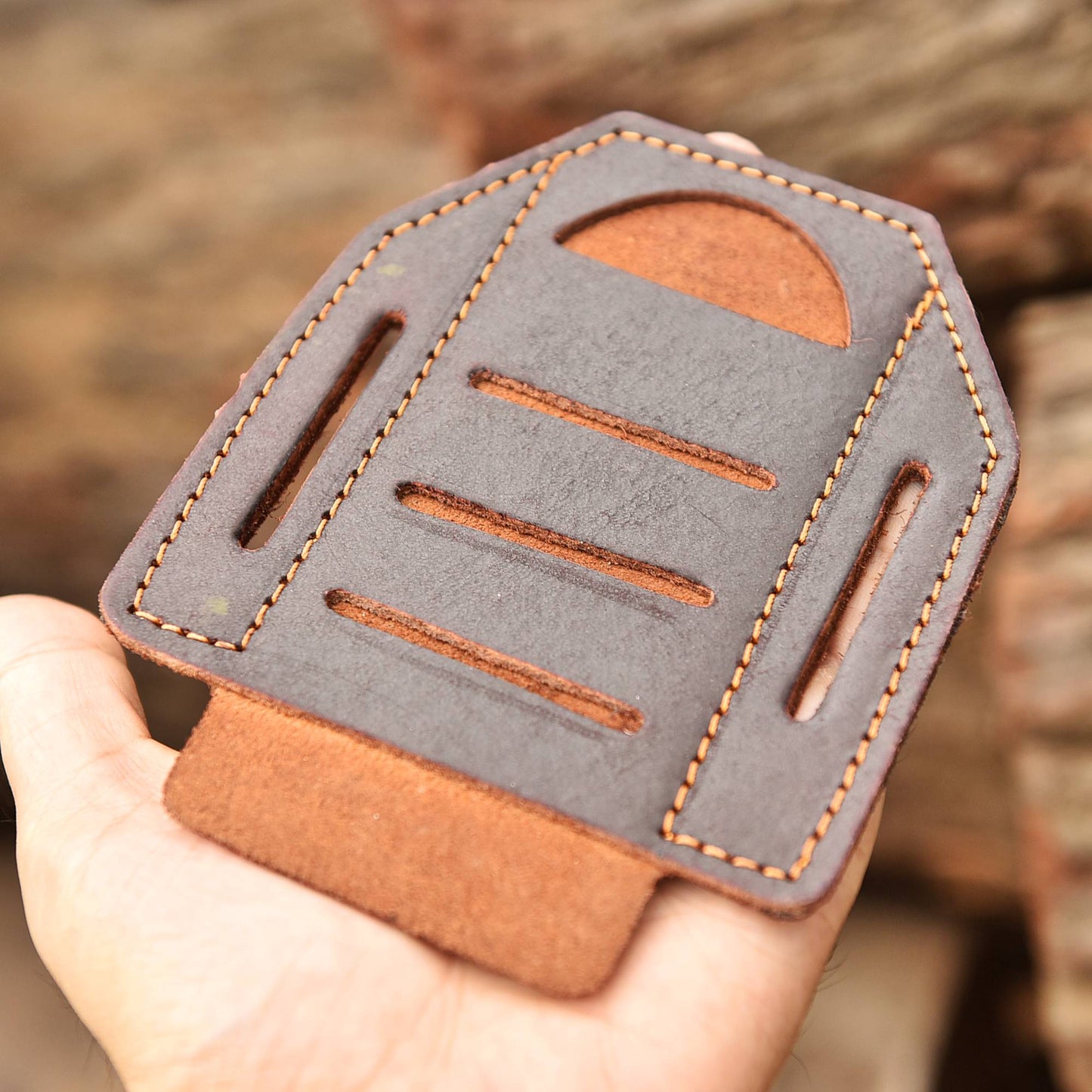 Custom Handmade Full Grain Leather Outdoor Folding Knife Sheath
