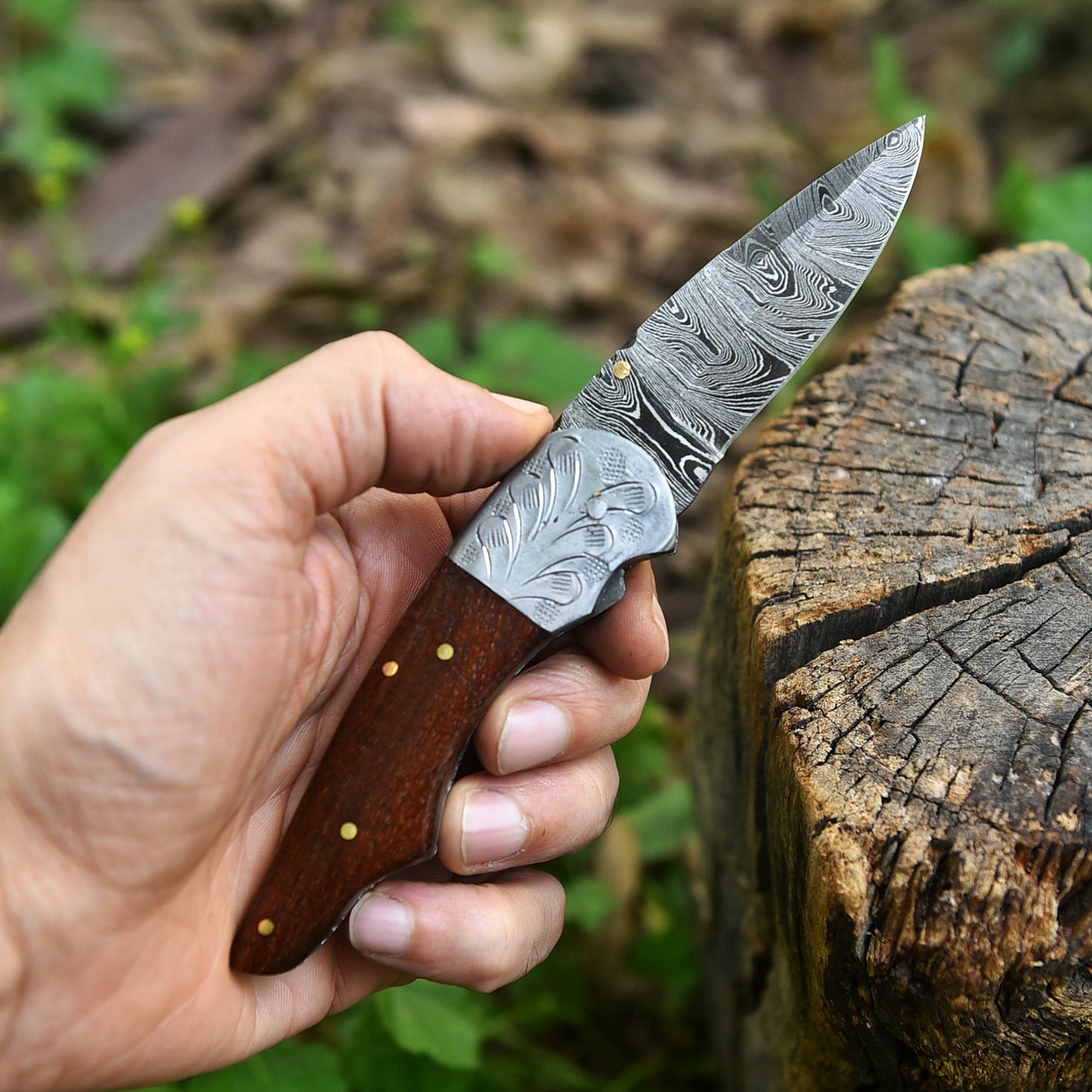 Handmade Damascus Folding Blade Pocket Knife Premium Everyday Carry Tool