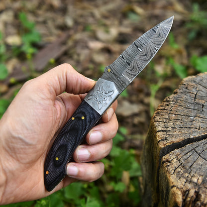 Luxury Handmade Damascus Steel Folding Knife Outdoor Adventure Tool