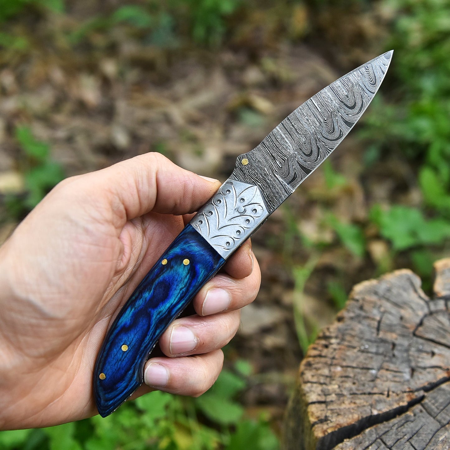 Hand Forged Collector Edition Damascus Steel Folding Blade Pocket Knife EDC