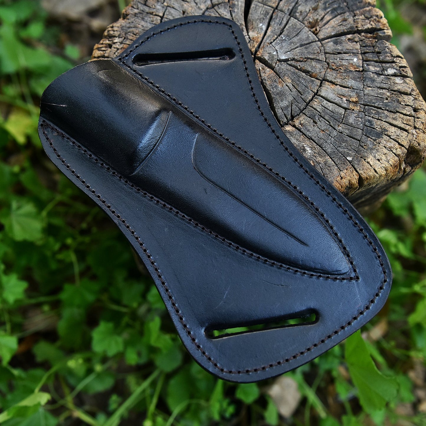 Handmade Genuine Leather Pancake Fixed Blade Knife Sheath Belt Carry Holster