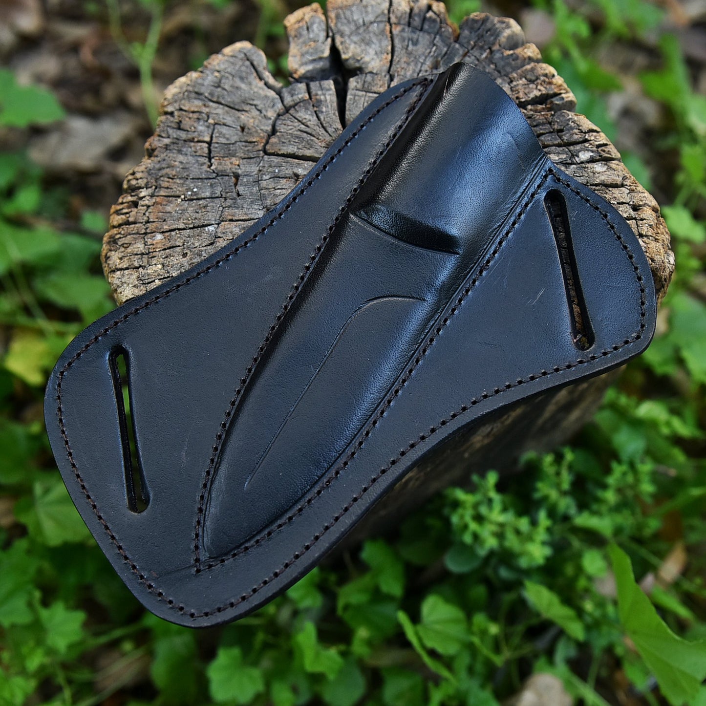 Handmade Genuine Leather Pancake Fixed Blade Knife Sheath Belt Carry Holster