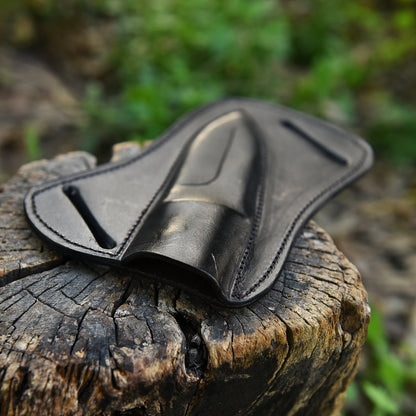 Handmade Genuine Leather Pancake Fixed Blade Knife Sheath Belt Carry Holster
