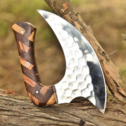 Luxury EDC Handmade Carbon Steel D2 Blade Alaska Knife  With Sheath