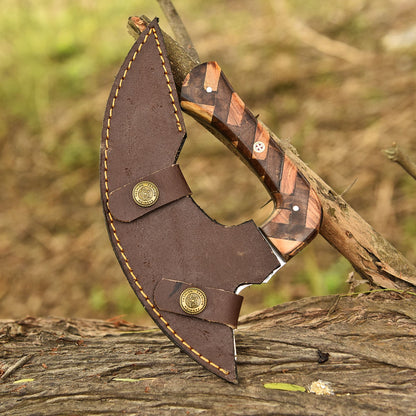 Luxury EDC Handmade Carbon Steel D2 Blade Alaska Knife  With Sheath