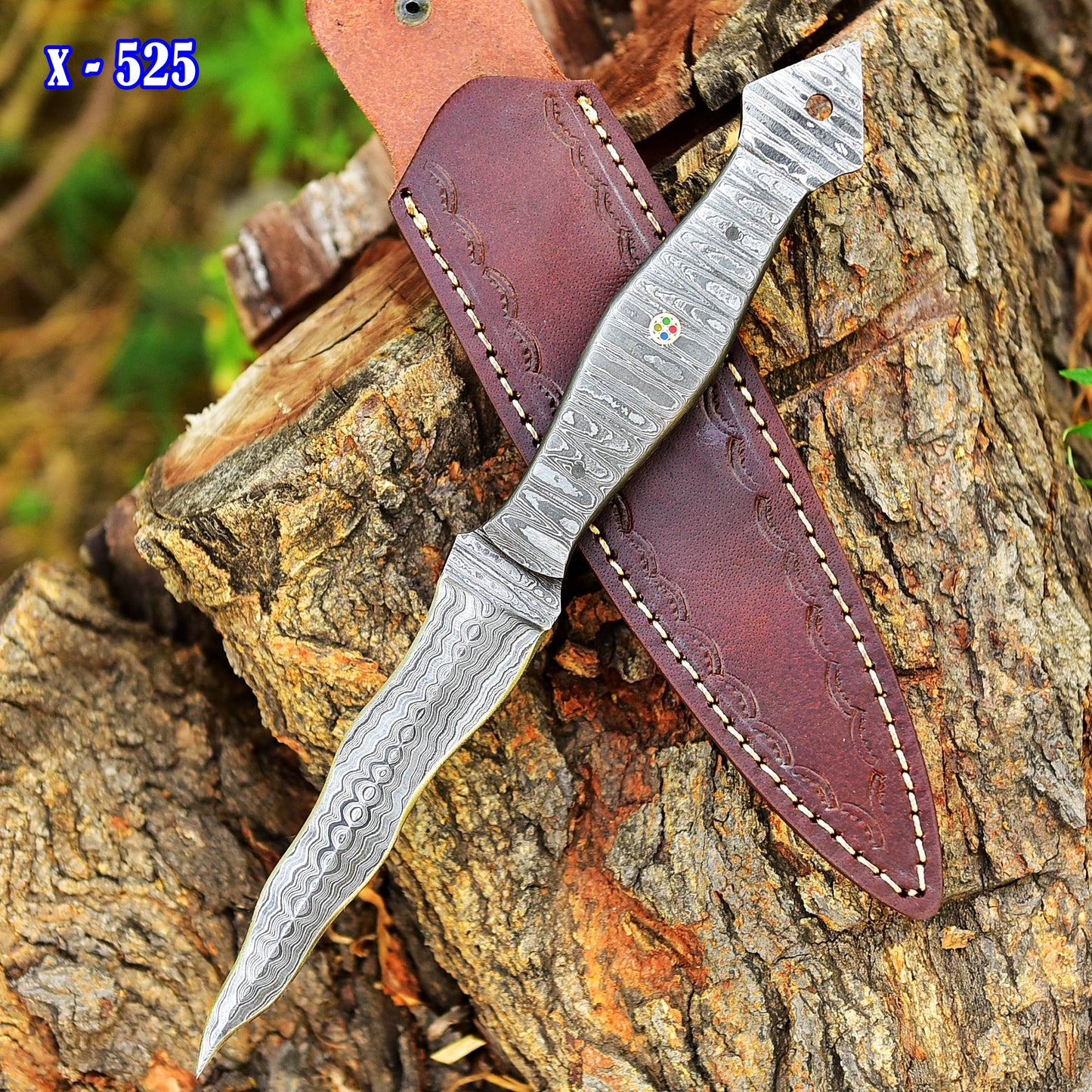 Handmade Damascus Steel Blank Blade Double Edge Dagger Knife With Sheath