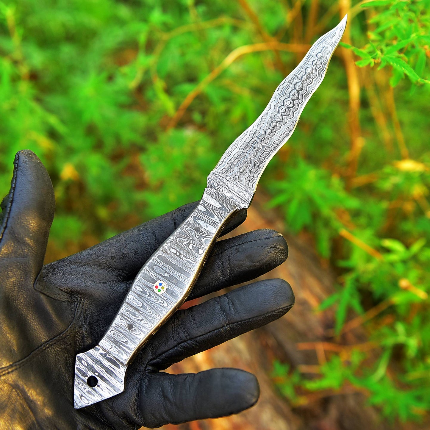 Handmade Damascus Steel Blank Blade Double Edge Dagger Knife With Sheath