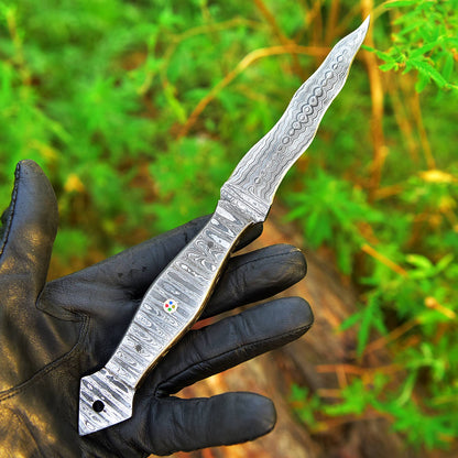 Handmade Damascus Steel Blank Blade Double Edge Dagger Knife With Sheath