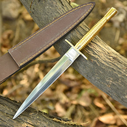 Elite EDC Handmade Double Edge Carbon Steel Dagger Knife Brass Handle