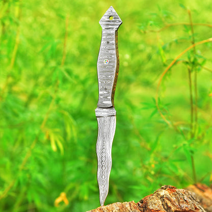 Handmade Damascus Steel Blank Blade Double Edge Dagger Knife With Sheath