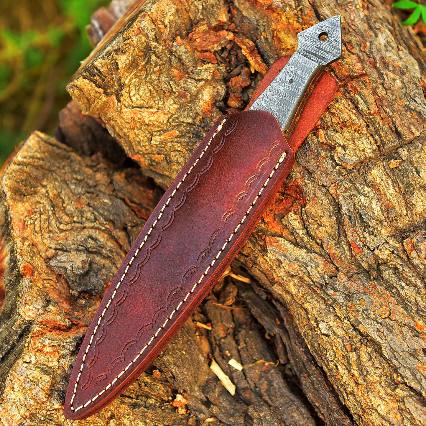 Handmade Damascus Steel Blank Blade Double Edge Dagger Knife With Sheath
