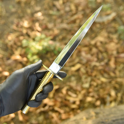 Elite EDC Handmade Double Edge Carbon Steel Dagger Knife Brass Handle