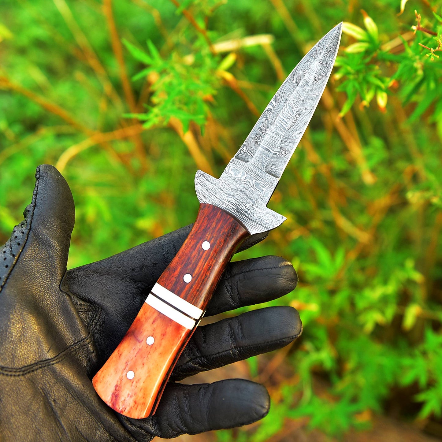 Custom Forged EDC Damascus Steel Dagger Knife Hunting Outdoor Blade