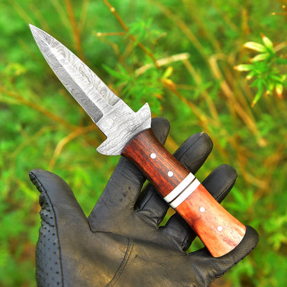 Custom Forged EDC Damascus Steel Dagger Knife Hunting Outdoor Blade