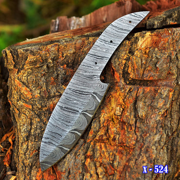 Custom Handmade Damascus Steel Full Tang Skinner Blank Blade