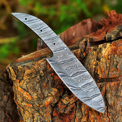 Custom Handmade Damascus Steel Full Tang Skinner Blank Blade