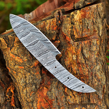 Custom Handmade Damascus Steel Full Tang Skinner Blank Blade