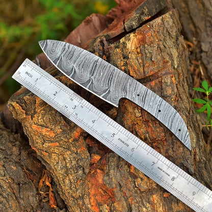 Custom Handmade Damascus Steel Full Tang Skinner Blank Blade