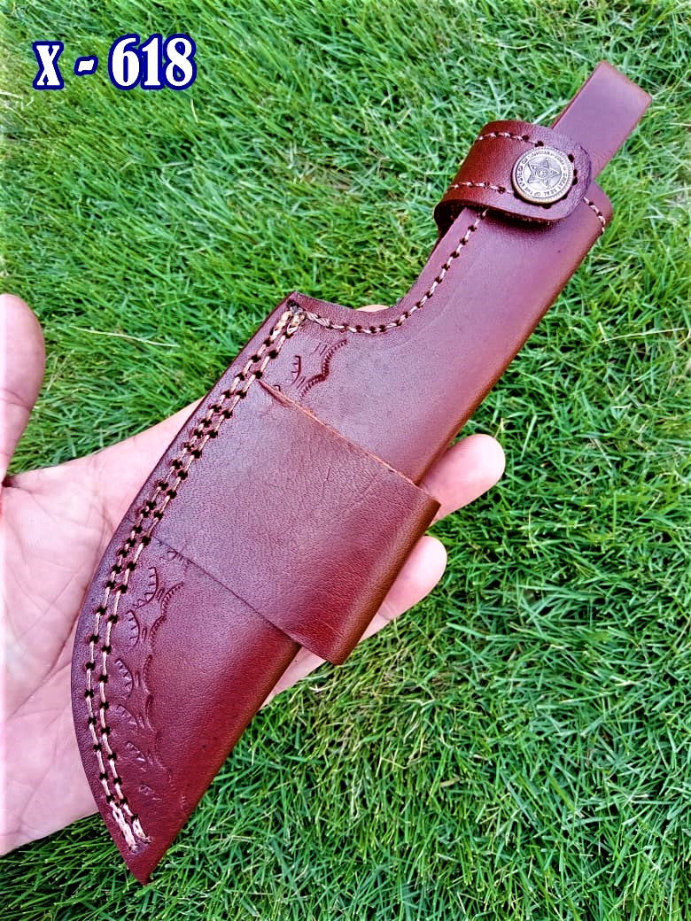 Handmade Cowhide Leather Fixed Blade Knife Belt Carry Sheath