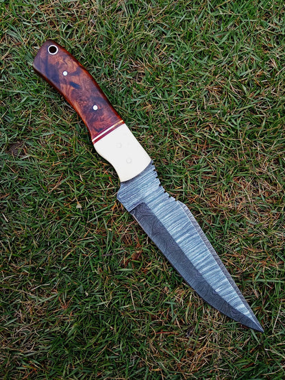 Custom Handmade Damascus Steel Blade Outdoor Hunting Camping Knife