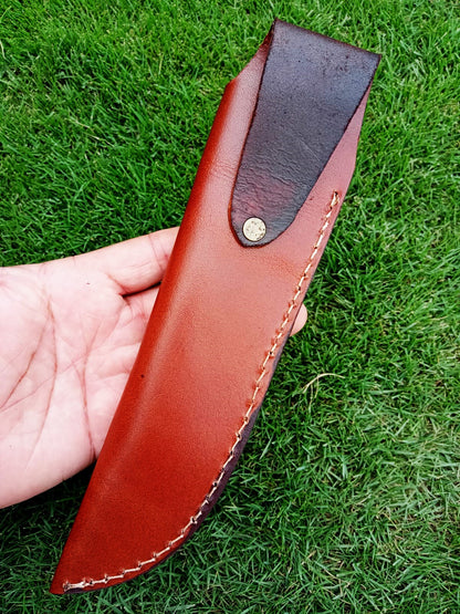 Custom Hand Stitched Top Grain Leather Fixed Blade Knife Sheath