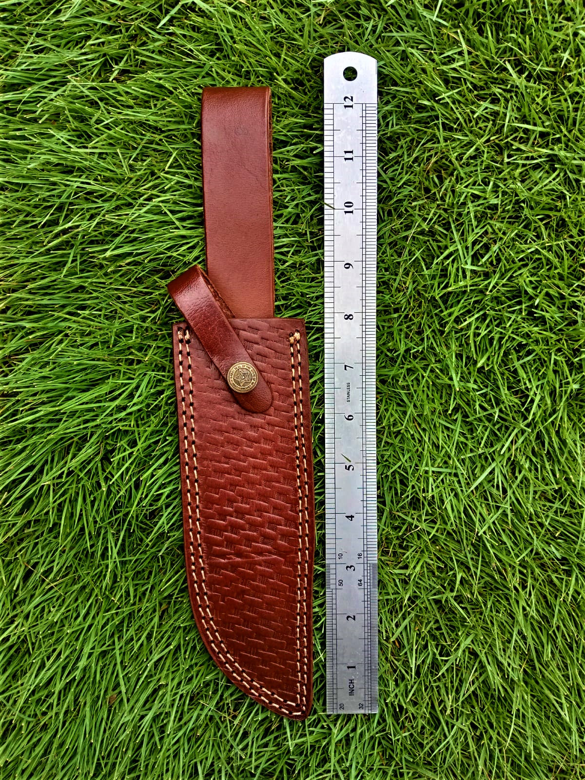 Custom Hand Forged Top Grain Engraved Leather Fixed Blade Knife Sheath
