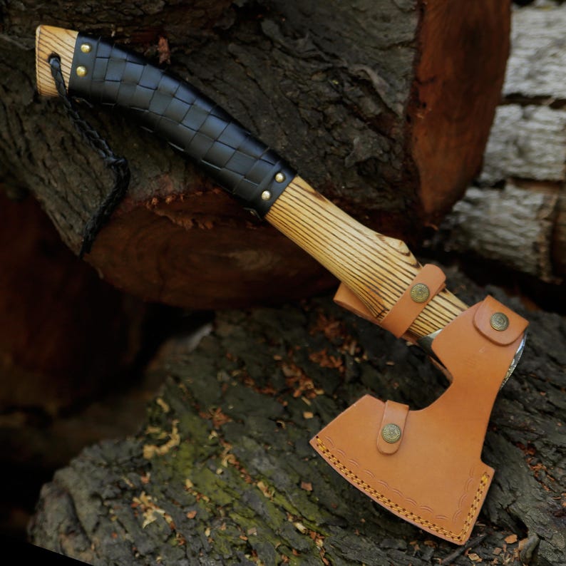 Handmade Viking Bearded Axe Nordic Engraved Camping Hatchet Outdoor Tool