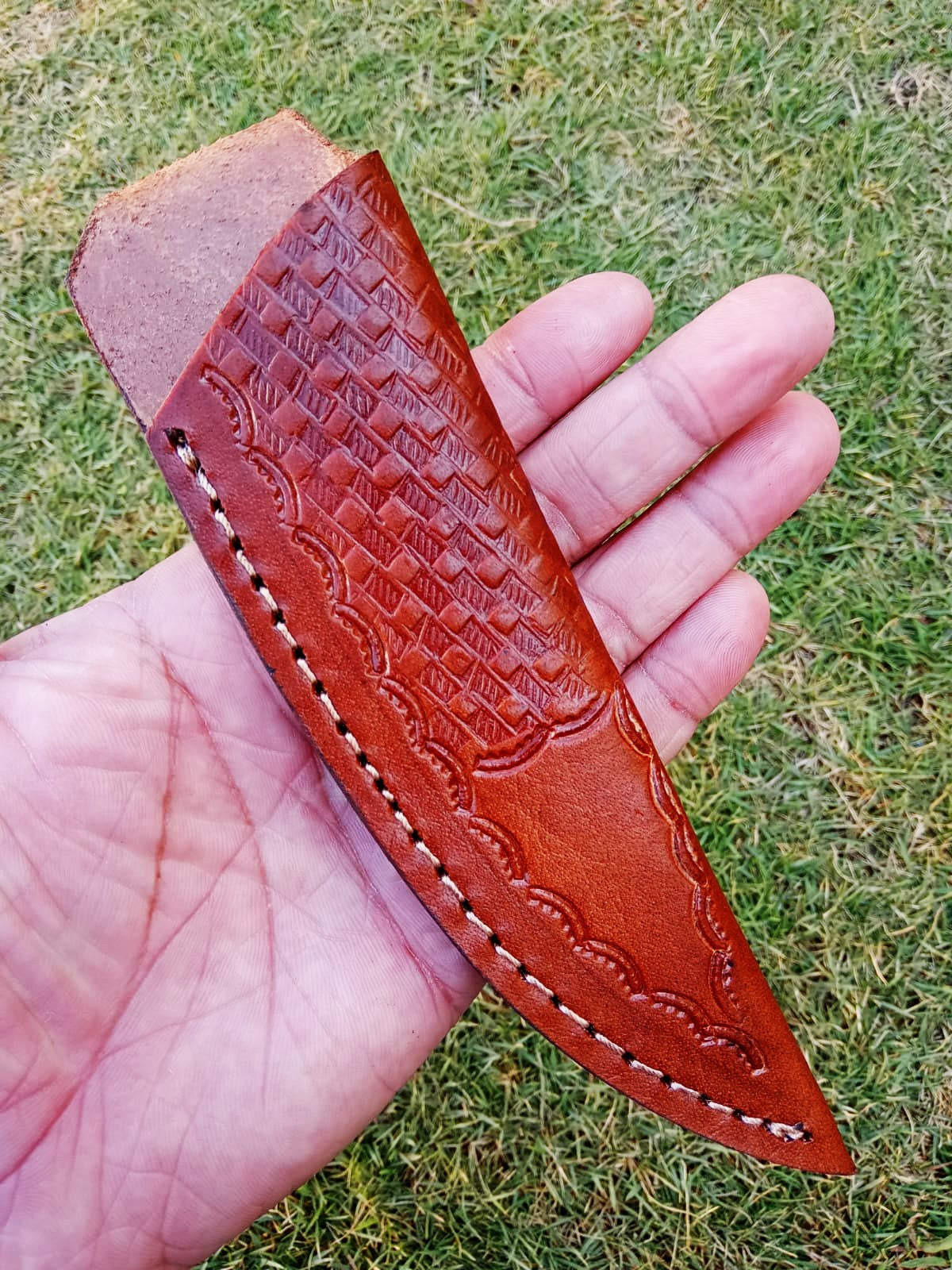 Hand Stitched Genuine Leather Fixed Blade  Knife Sheath Belt Carry Sheath