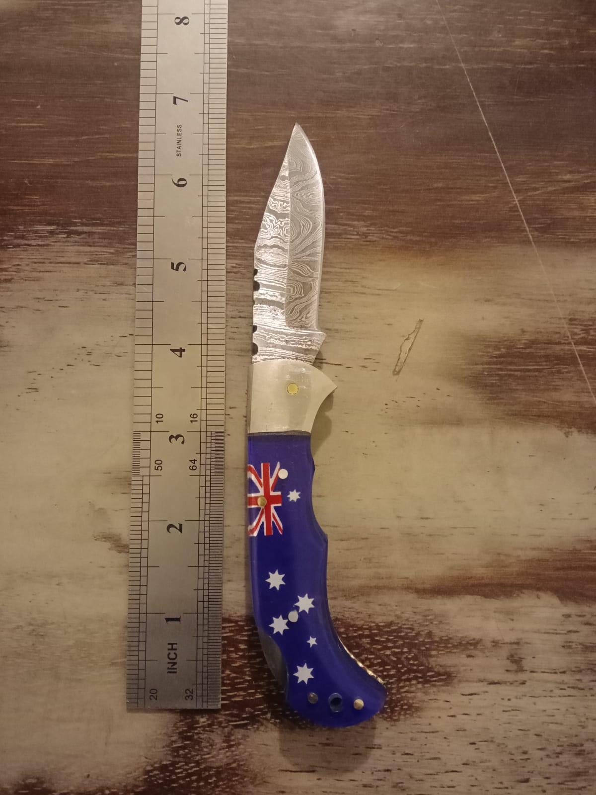 Customs Handmade Damascus Steel Folding Blade Pocket Knife With Sheath